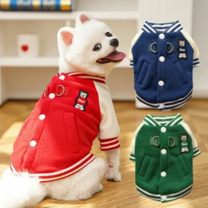 Winter Dog Coat With D Ring Outdoor Outfit for Small Medium Puppy Button Fleece Jacket for Roppa Perro Sport Suit for Cat